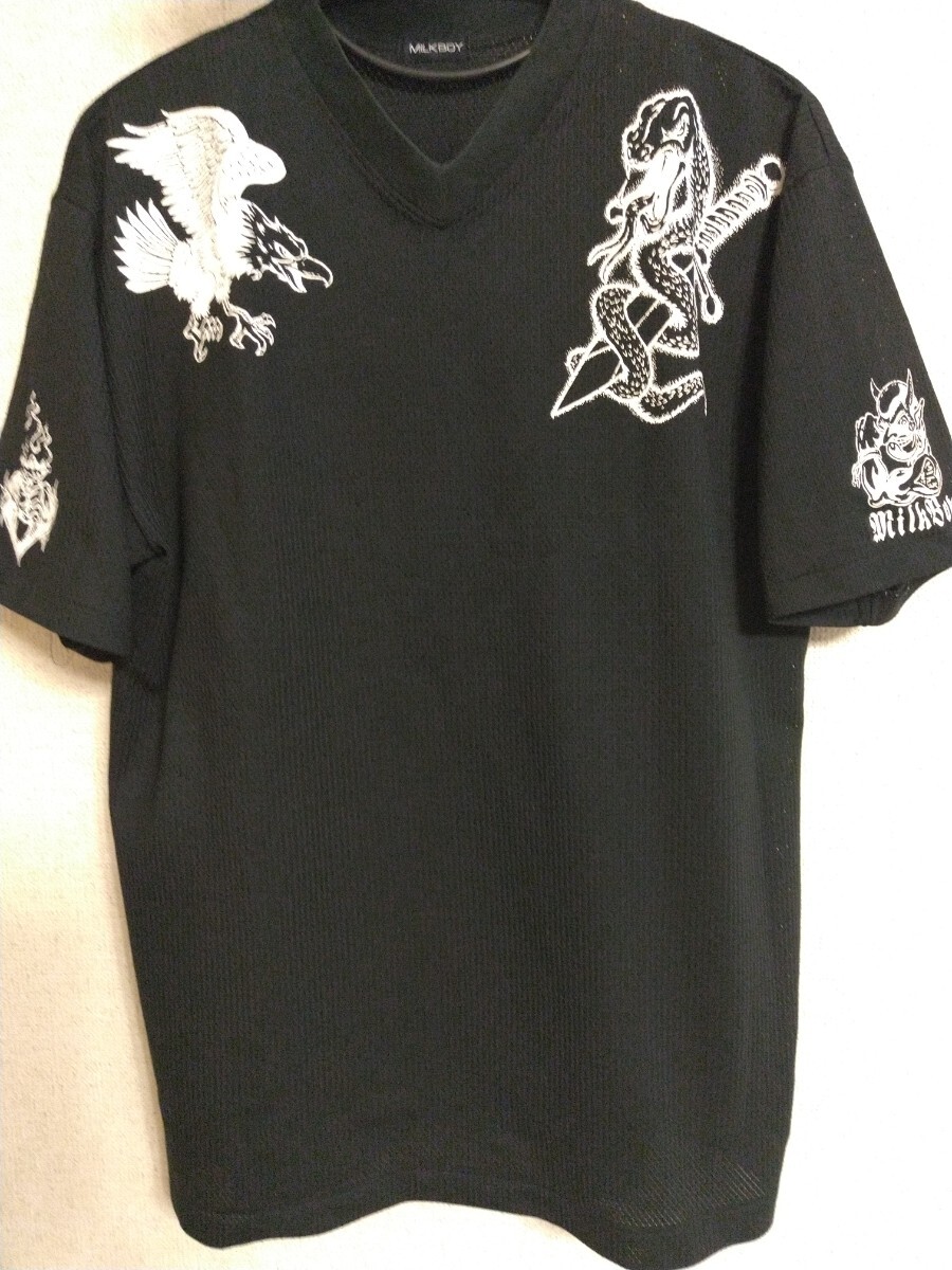 送料無料 MILKBOY ミルクボーイ メッシュ 半袖Tシャツ スネーク 蛇 イーグル 鷲 黒豹 パンサー 拍卖