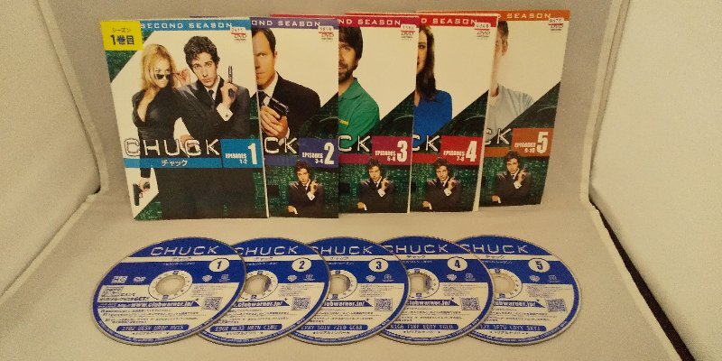 090-3205 送料無料 CHUCK チャック セカンド・シーズン 全11巻 ディスクの中心部にヒビ有り ジャケットとディスクのみ レンタル版拍卖