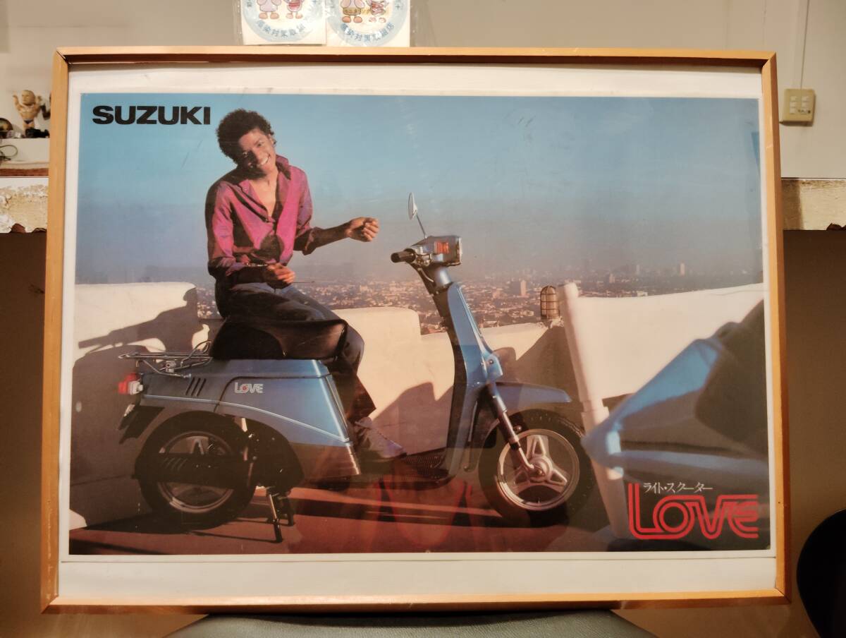 廃版★非売品★昭和レトロ★1982年 SUZUKI LOVE スズキ ラブ スクーター バイク MICHAEL JACKSON マイケルジャクソン 宣伝 パネル 看板★拍卖