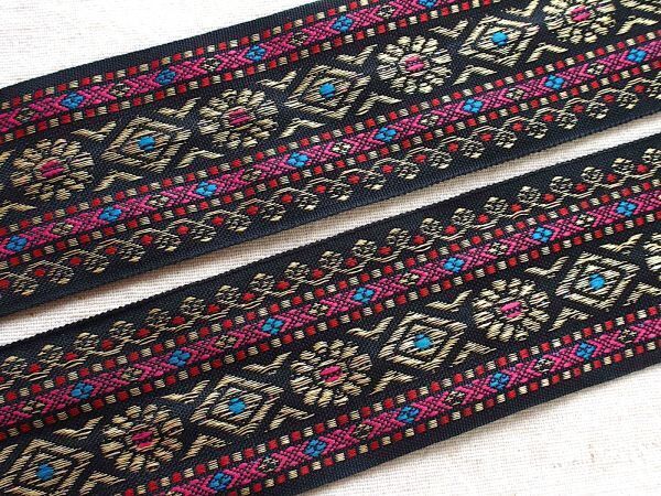 即決 ! 0.5mより インド刺繍リボン チロリアンテープ 黒☆民族衣装☆手芸 リボン拍卖
