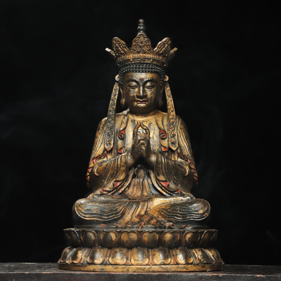 唐物 清 銅塗金【毘盧遮那】 仏像 奉納されていた 供養品 銅製 古美術品 時代物 中国古玩 骨董品 D66拍卖