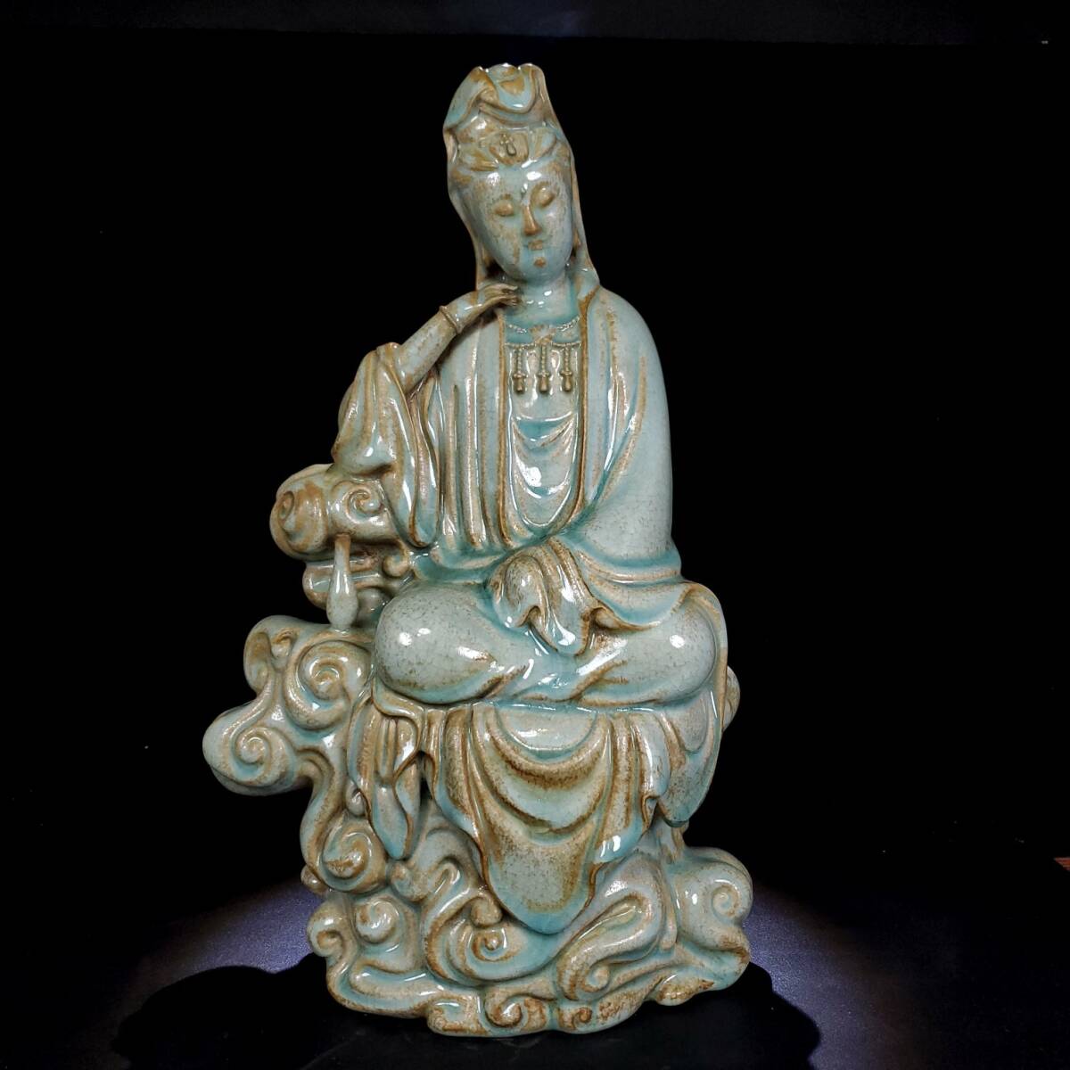 唐物 宋 汝窯 塑観音坐像 陶芸 古陶磁器 中国磁器 古美術品 時代物 中国古玩 骨董品 D66拍卖