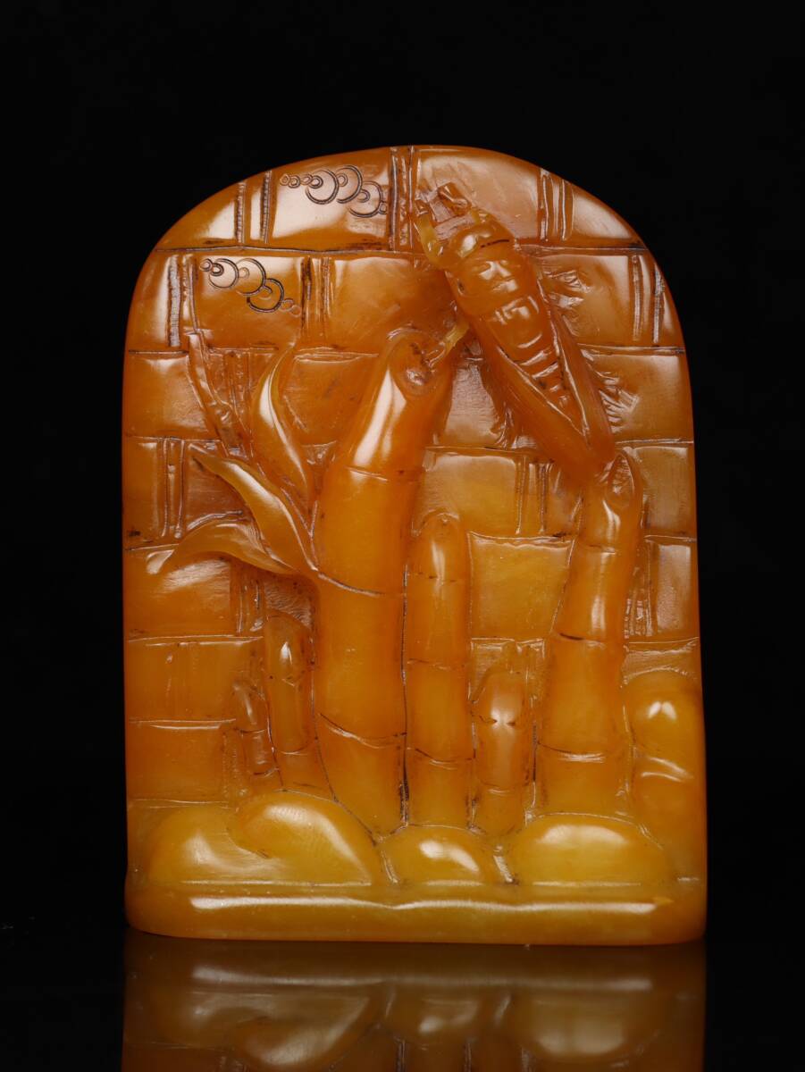 唐物 【清代篆刻家 李伯元】寿山石 田黄石 彫刻【節節高升】隨形章 天然石 手彫 篆刻 極細工 古美術品 時代物 中国古玩 骨董品 D66拍卖