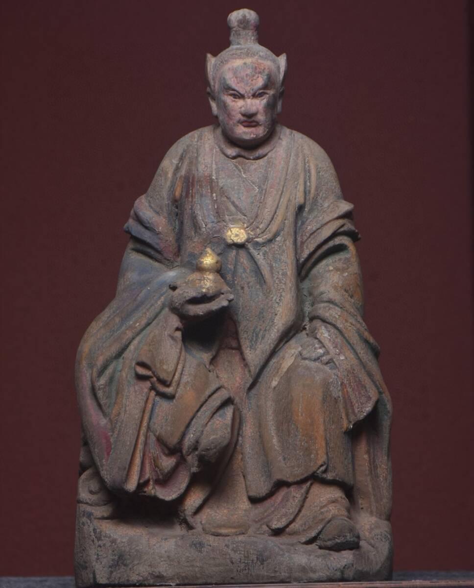 唐物 木彫り彩色 手彫り 道教 【張天師】 造形が美しい 極細工 中国美術品 時代物 中国古玩 骨董品 D66拍卖