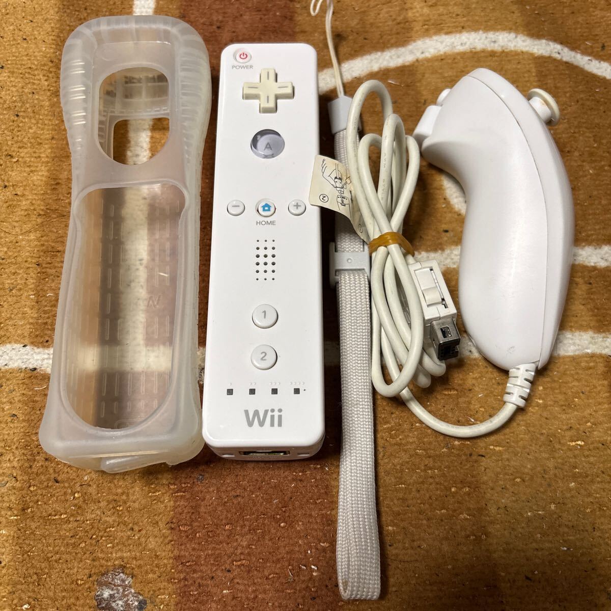 動作確認済 純正 Wii リモコン ジャケット ストラップ ヌンチャク セット ホワイト 白 任天堂 Nintendo拍卖