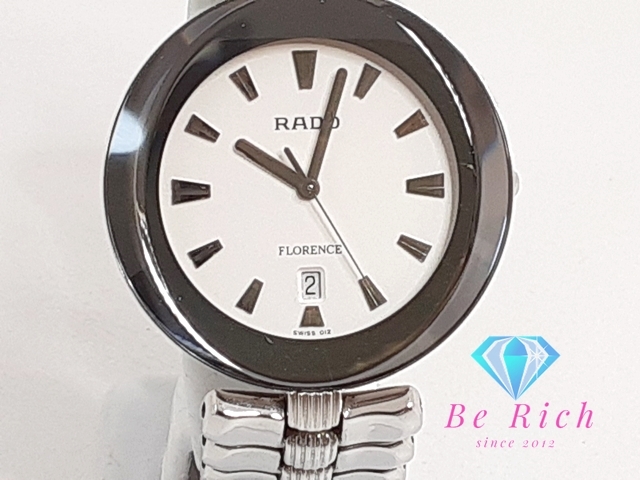 ラドー RADO フローレンス デイト メンズ 腕時計 129.3763.4 白 ホワイト シルバー SS クォーツ FLORENCE 【中古】 bt3246拍卖