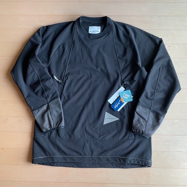 and wander アンドワンダー backside shaggy pullover サイズ:4(L) 574-0221022 バックサイドシャギープルオーバー 数回着美品 タグ付き拍卖