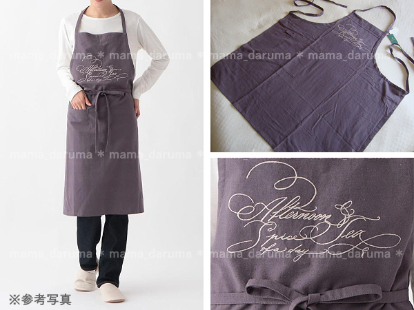 新品 Afternoon Tea LIVING × Veronica Halim リネン コットン エプロン HX99 パープル アフタヌーンティー リビング コラボ 綿麻拍卖