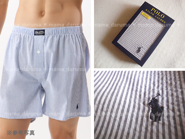 新品 POLO RALPH LAUREN ラルフローレン 前開き トランクス シアサッカー ストライプ 3L 2XL XXL 紺 ネイビー オーガニック 大きいサイズ拍卖