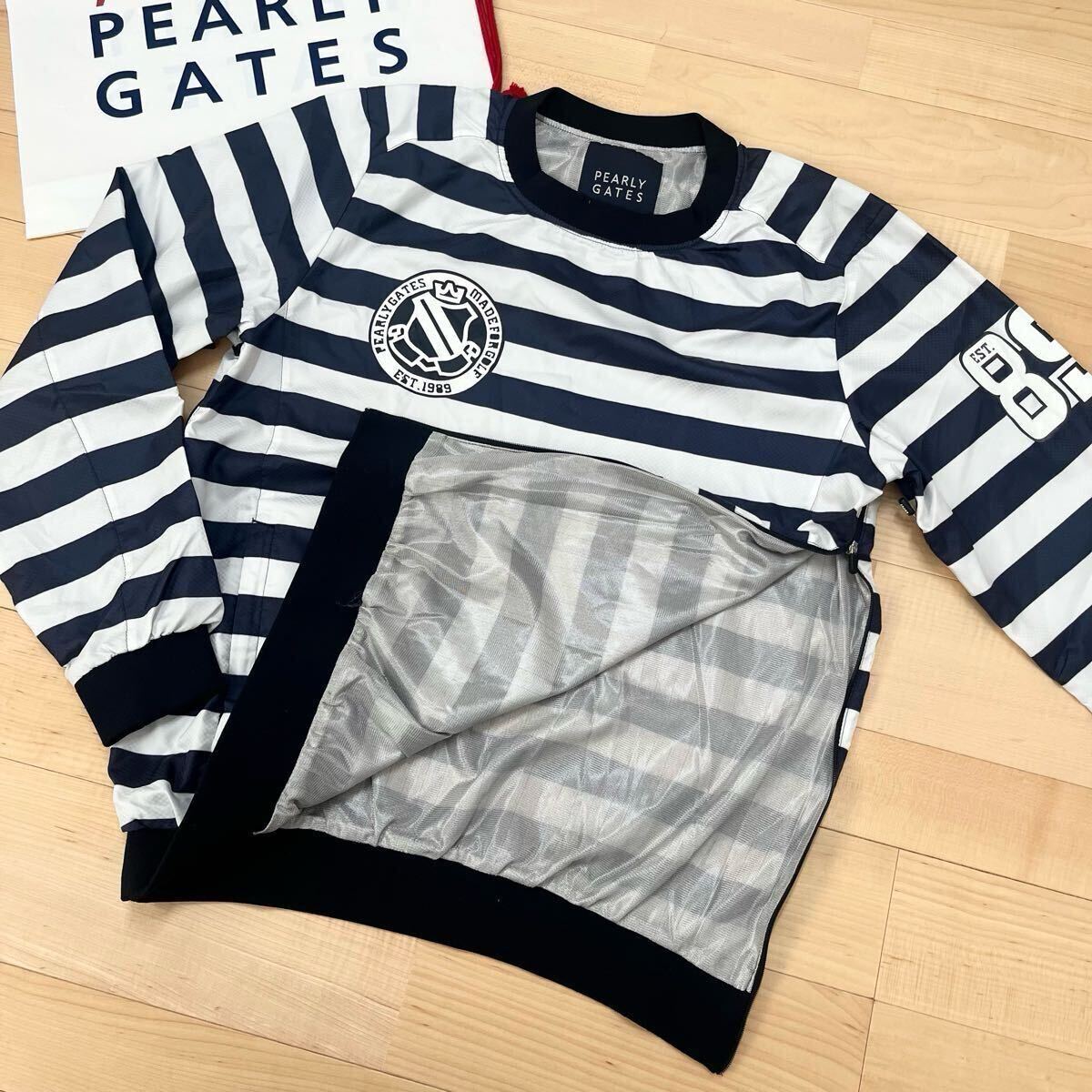 ★美品 パーリーゲイツ ボーダー柄 蓄熱スニード ジャケットブルゾン メンズ ★送料無料 正規品拍卖