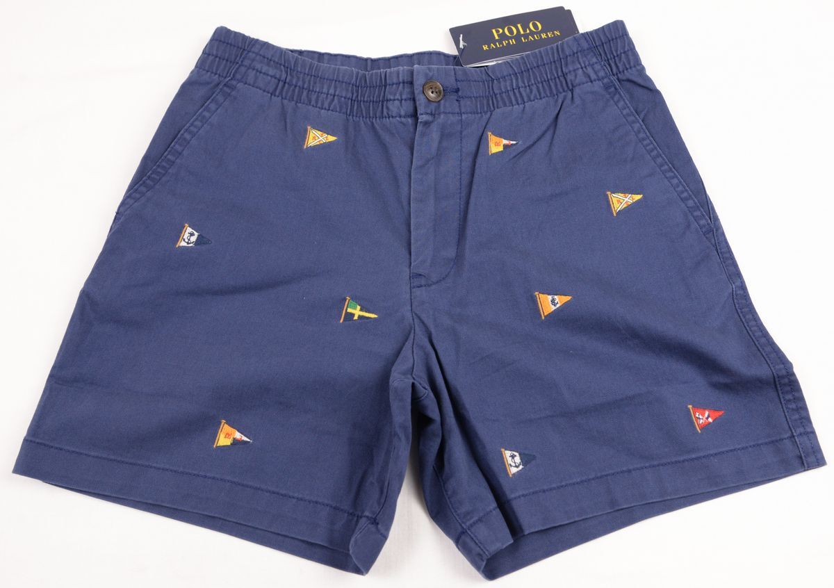 ●POLOラルフローレンショートパンツ(ネイビー+刺繍柄(三角旗),US-CHILD-150)新品拍卖