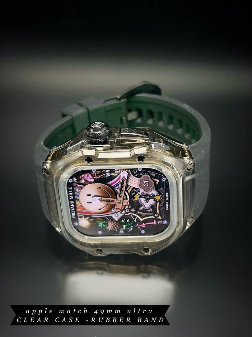 アップルウォッチ ウルトラ 49mm ブラック クリア ケース ラバー ベルト拍卖