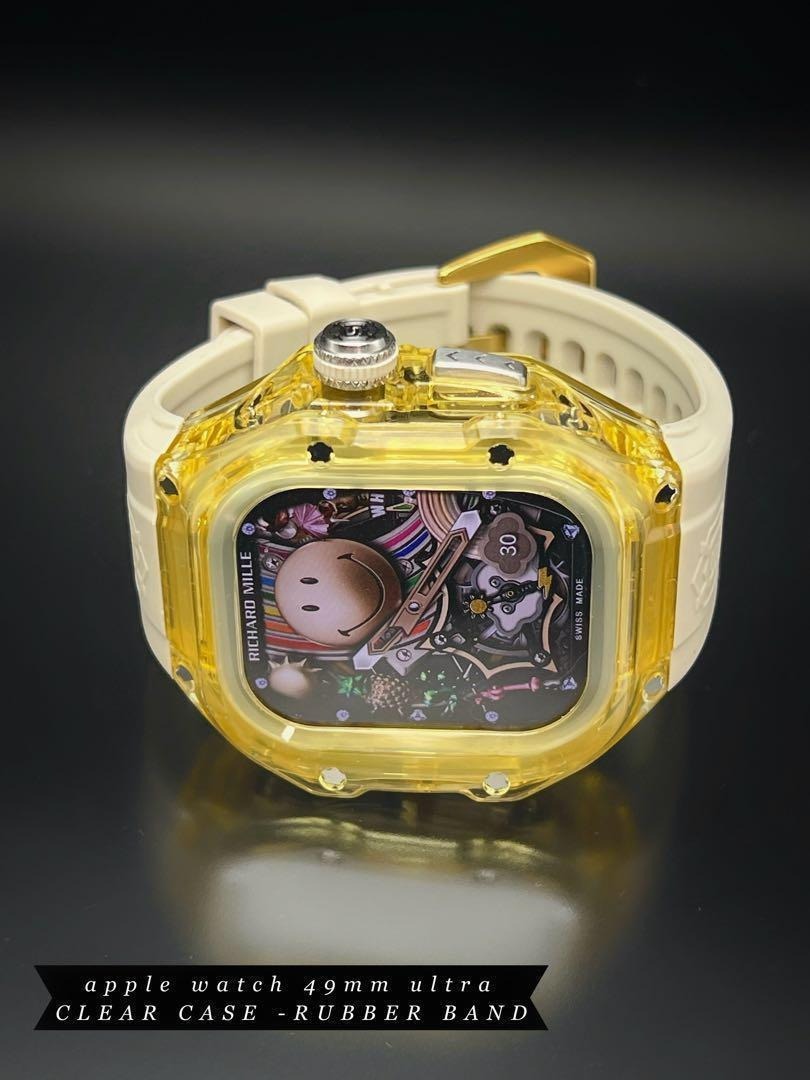 アップルウォッチ ウルトラ 49mm クリア ケース ラバーべルト ゴールデンコンセプト拍卖