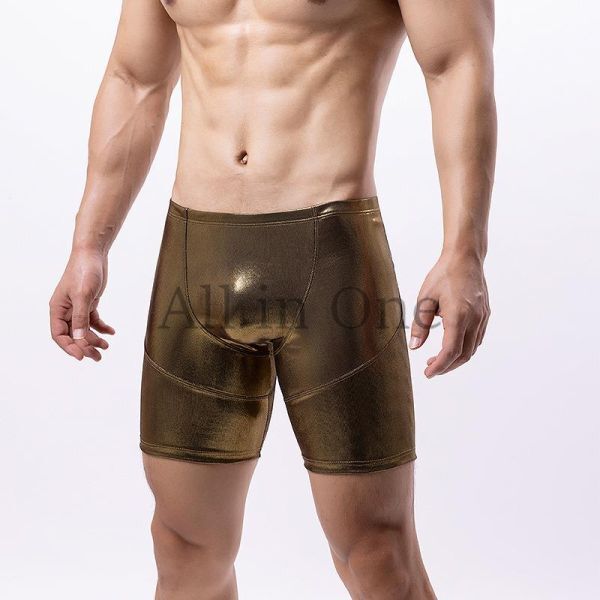 157-94-19 超メタル スパッツ パンツ メンズ 【ゴールド,Mサイズ】男性 下着 アンダーウェア セクシー ゲイ マッチョ ボクサーブリーフ.1拍卖