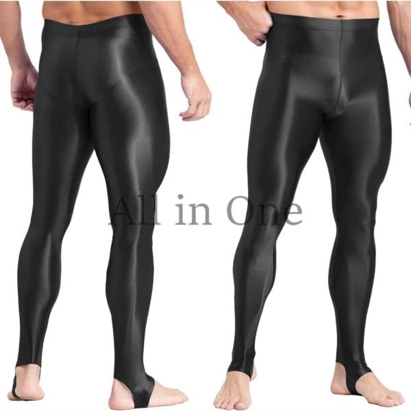 177-34-20 光沢 ツヤツヤ アンダーフット ストラップ【ブラック,Lサイズ】男性 メンズ スポーツ レギンス コスプレ ジム ワークパンツ .2拍卖