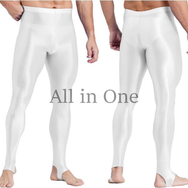 177-28-20 光沢 ツヤツヤ アンダーフット ストラップ【ホワイト,Lサイズ】男性 メンズ スポーツ レギンス コスプレ ジム ワークパンツ .2拍卖