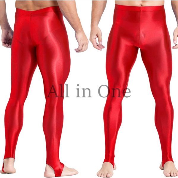 177-38-20 光沢 ツヤツヤ アンダーフット ストラップ【レッド,XLサイズ】男性 メンズ スポーツ レギンス コスプレ ジム ワークパンツ .1拍卖