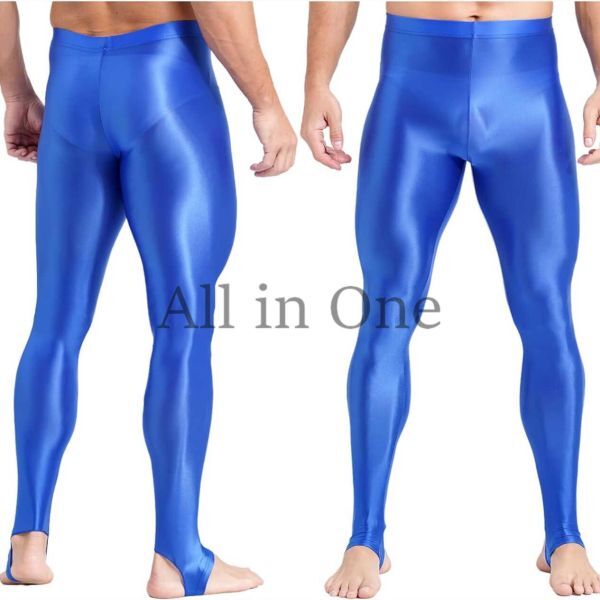 177-44-20 光沢 ツヤツヤ アンダーフット ストラップ【ブルー,XLサイズ】男性 メンズ スポーツ レギンス コスプレ ジム ワークパンツ .1拍卖