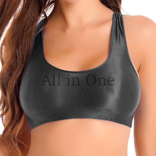 177-60-10 ツヤツヤ 光沢 ブラ トップス タンクトップ【ブラック,F】レディース メンズ 下着 コスプレ インナー 女装 仮装 コスチューム.2拍卖