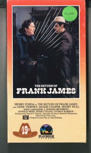 米VHS Movie Return Of Frank James 1328 PLAYHOUSE /00300拍卖