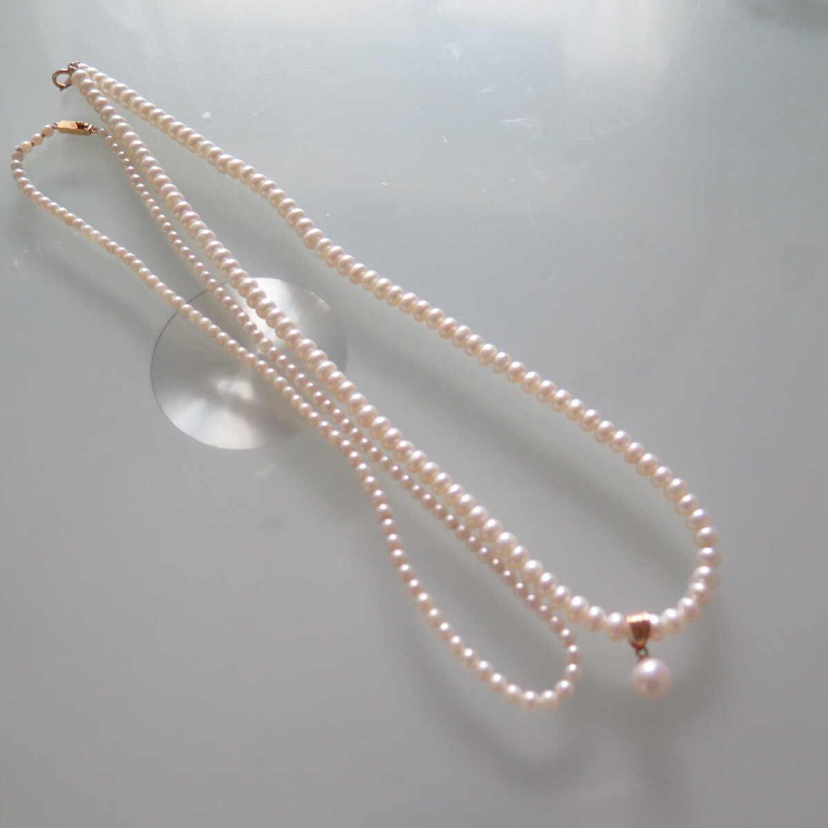 K18/18金真珠/パールネックレス 2本拍卖