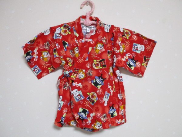 ◆ アンパンマン ◆ 綿100 甚平セット 95 赤 (50630)拍卖