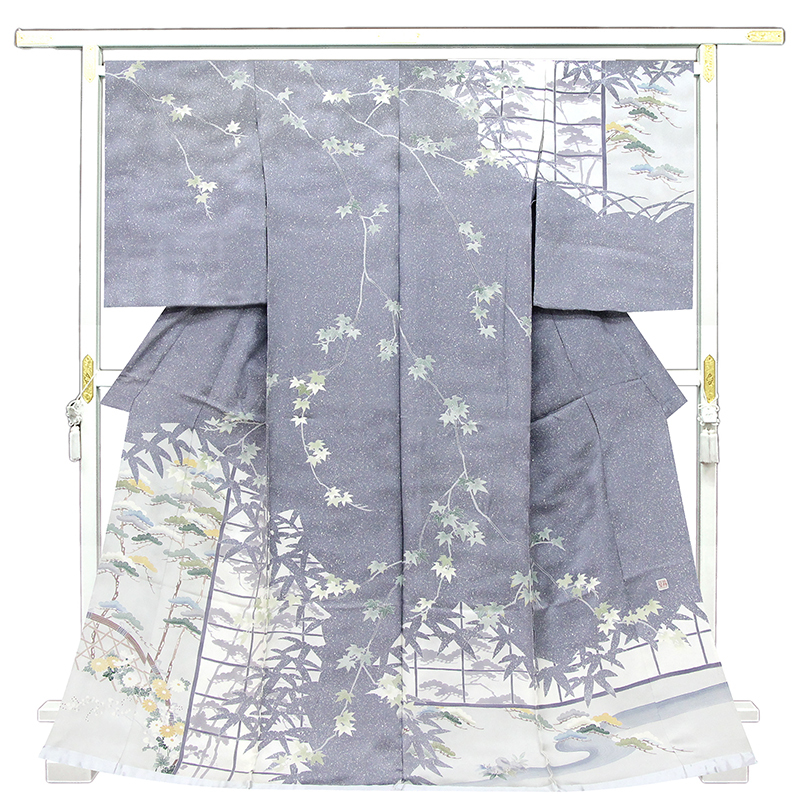 ※記念感謝祭【仕立無料】京友禅工芸手描き美術、蒔糊ローケツ日向、影染秋冬特撰文訪問着(10012099)拍卖