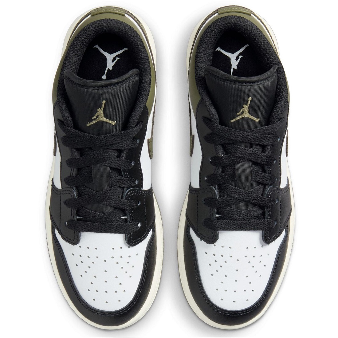 ■ナイキ エア ジョーダン 1 ロウ GS ブラック/ホワイト/ミディアムオリーブ 新品 24.0cm US6Y NIKE AIR JORDAN 1 LOW GS 553560-092拍卖