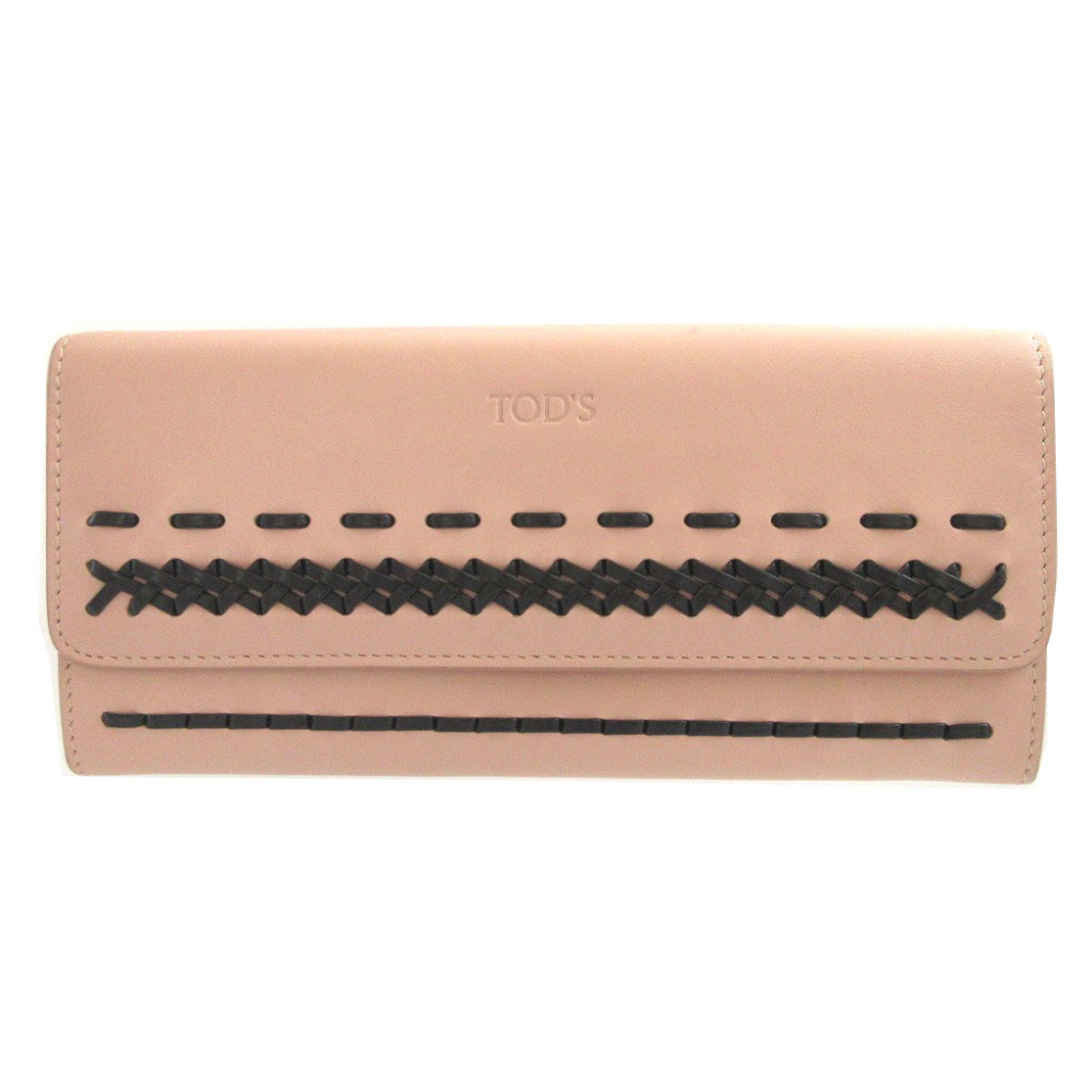 美品 トッズ レザー ピンク 2つ折り長財布 財布 0593 TOD’S拍卖