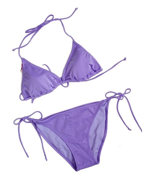 『送料無料』★三角ビキニ 水着★上下セット★無地★シンプル ひもタイプ水着★紫/パープル★Mサイズ/9号★拍卖