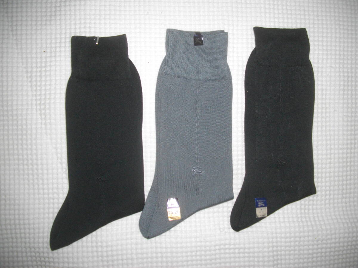 即決【バーバリー】 ロゴ刺繍入り ソックス・靴下 3足 ◆ 拍卖