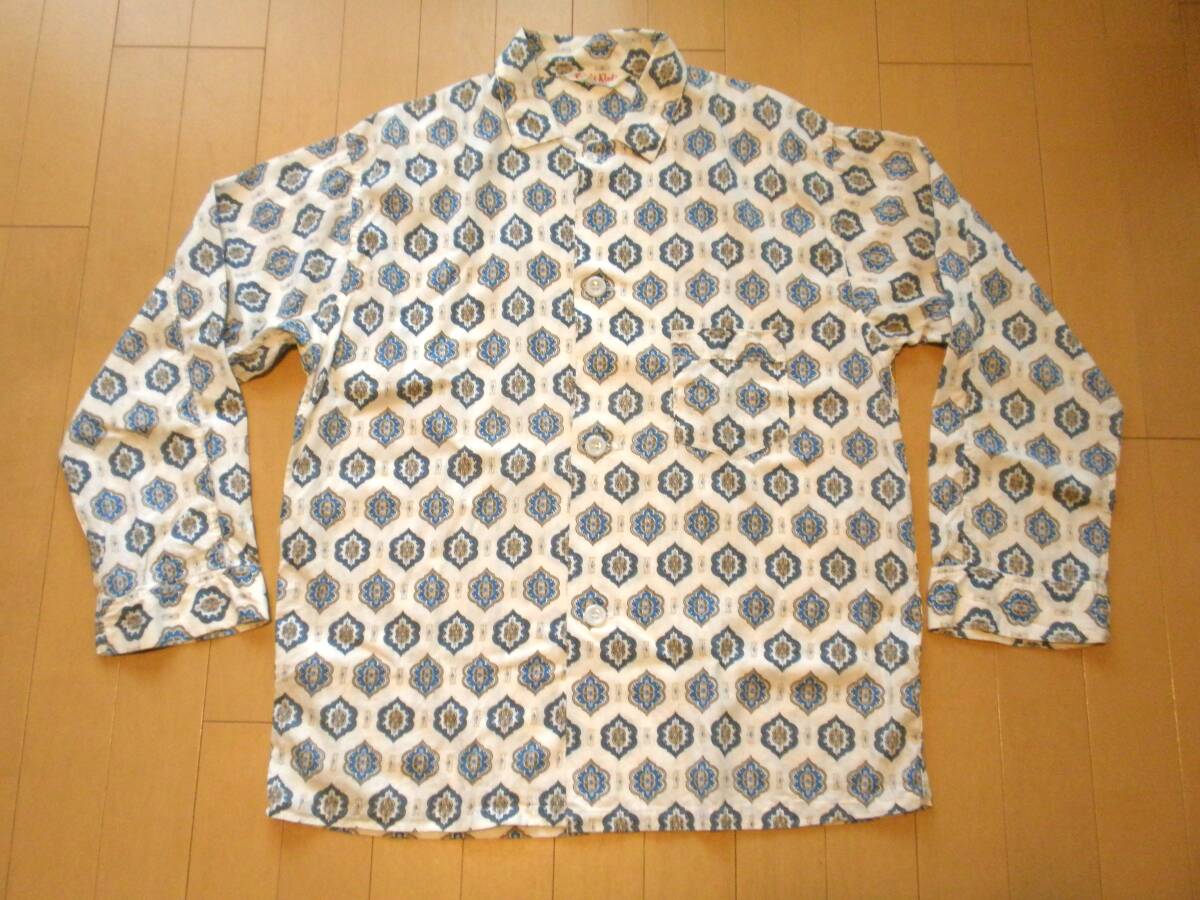 ML【60's/パジャマシャツ】コットンシャツ ヴィンテージ 柄シャツ ボックスシャツ 総柄 米国製 アメリカ 古着拍卖