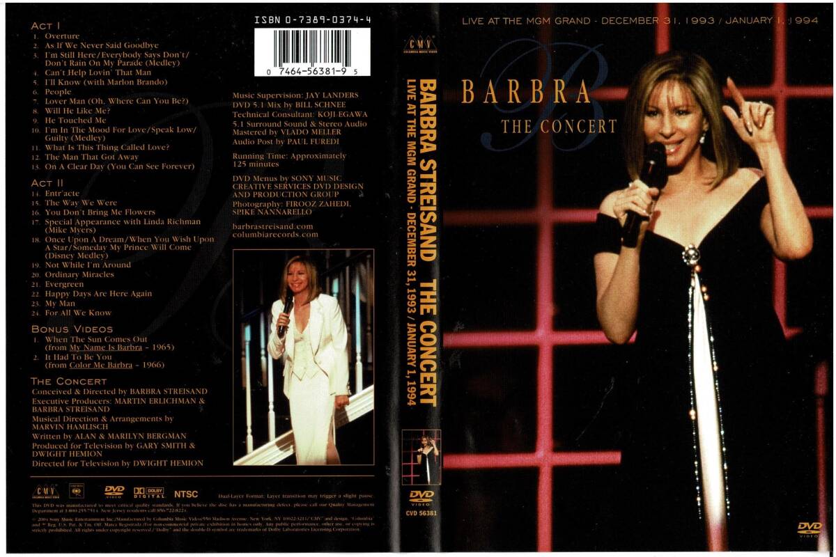 セル版中古DVD BARBRA STREISAND THE CONCERT バーブラストライサンド 輸入盤 貴重品 NTSC盤 入手困難拍卖
