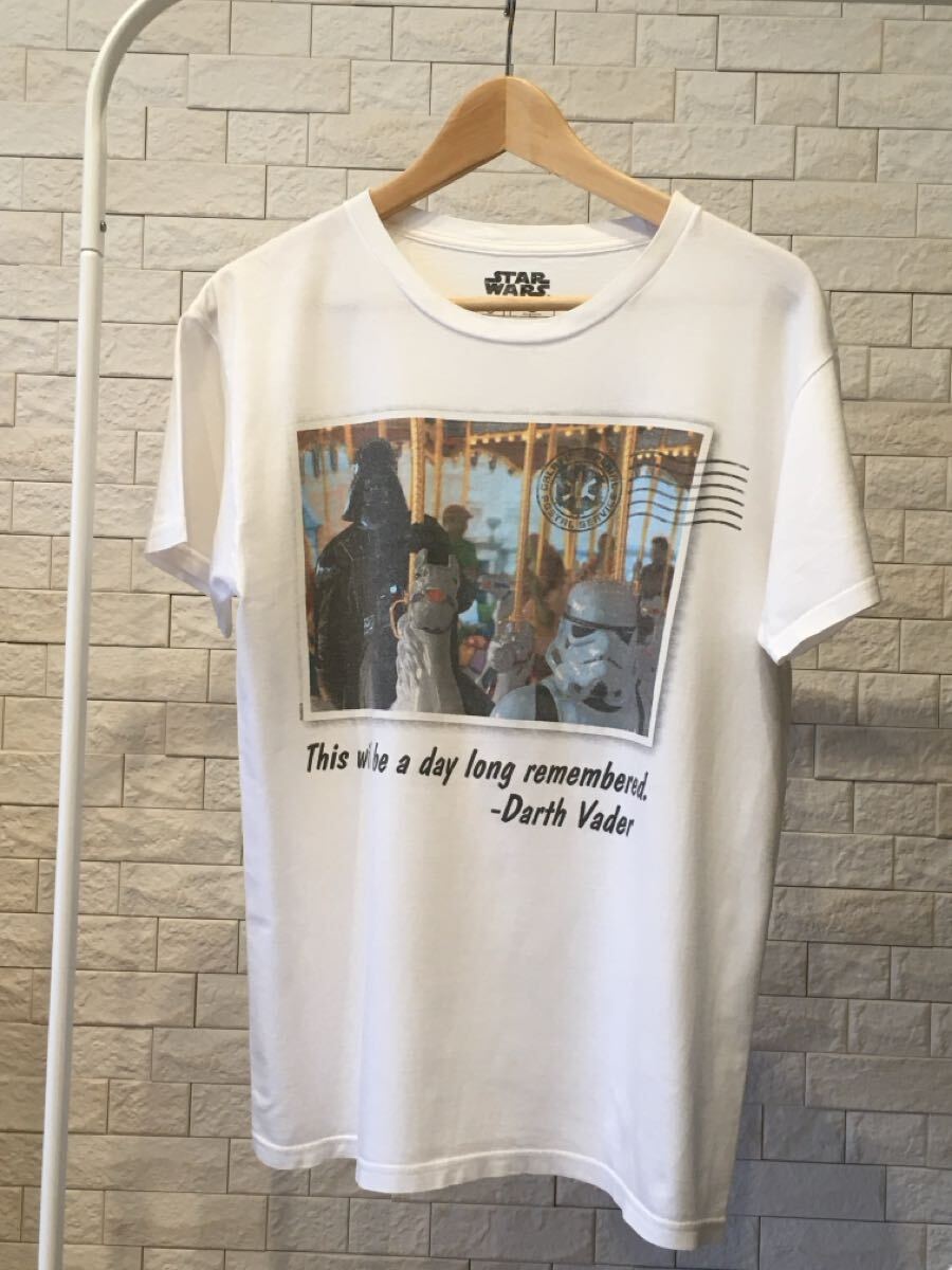 STAR WARS 半袖Tシャツ Sサイズ ホワイト スターウォーズ コットン クルーネック 丸胴 Disney カリフォルニアディズニー ダースベイダー 拍卖