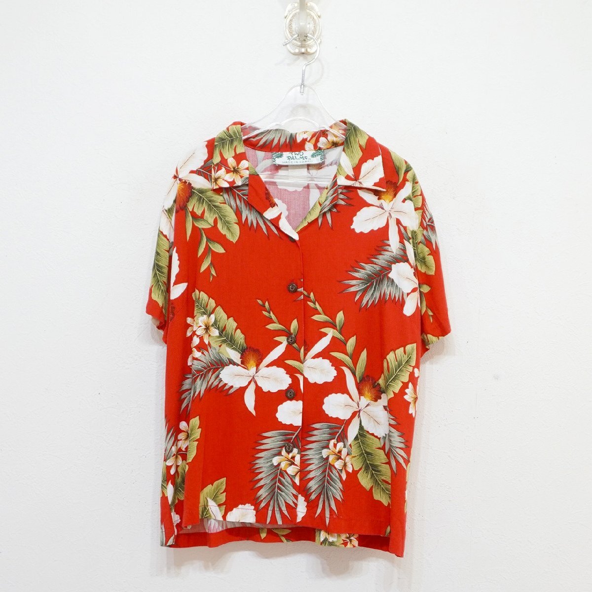 TWO PALMS (XS) キッズ アロハシャツ ハワイ製 半袖 レーヨン100 トゥーパームス J6-44拍卖