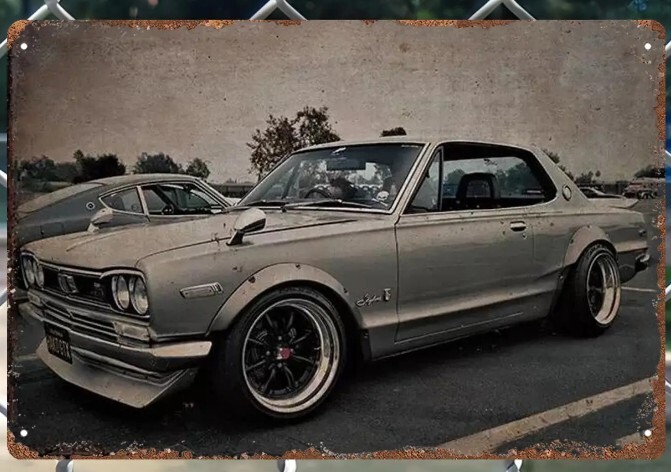 昭和レトロ ブリキ看板 スカイライン SKYLINE ハコスカ 箱スカ 2HT拍卖