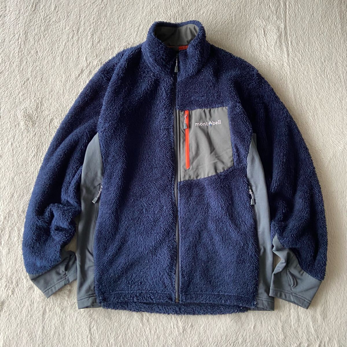 【モンベル/クリマエア】ボアフリースジャケット!【M表記/ネイビー×グレー】衝撃プライス!大人気“アウトドアウェア★1点限定販売!B43拍卖