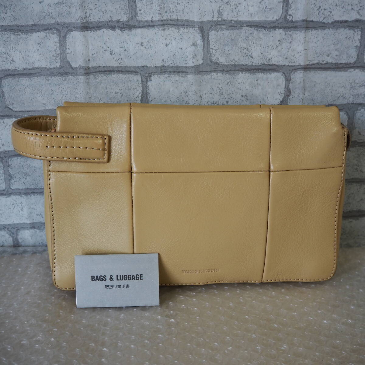 *TAKEO KIKUCHI/タケオキクチ*レザー*セカンドバッグ*ベージュ*拍卖