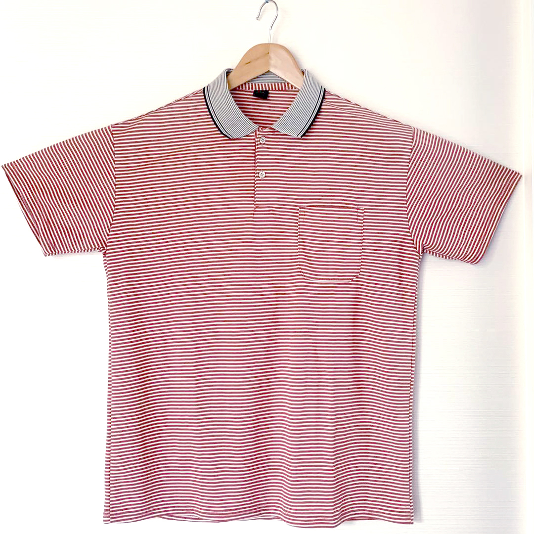 新品 ポロシャツ メンズ 赤と白のボーダー 半袖 春夏 涼しい 伸縮性 free122拍卖