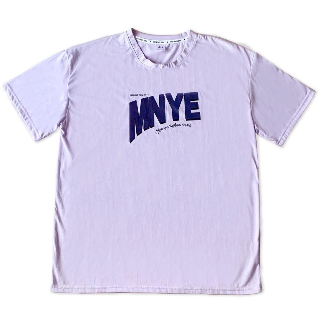 美品 紫Tシャツ カットソー 半袖 無地 パープル ロゴ カジュアル スポーツ free126拍卖