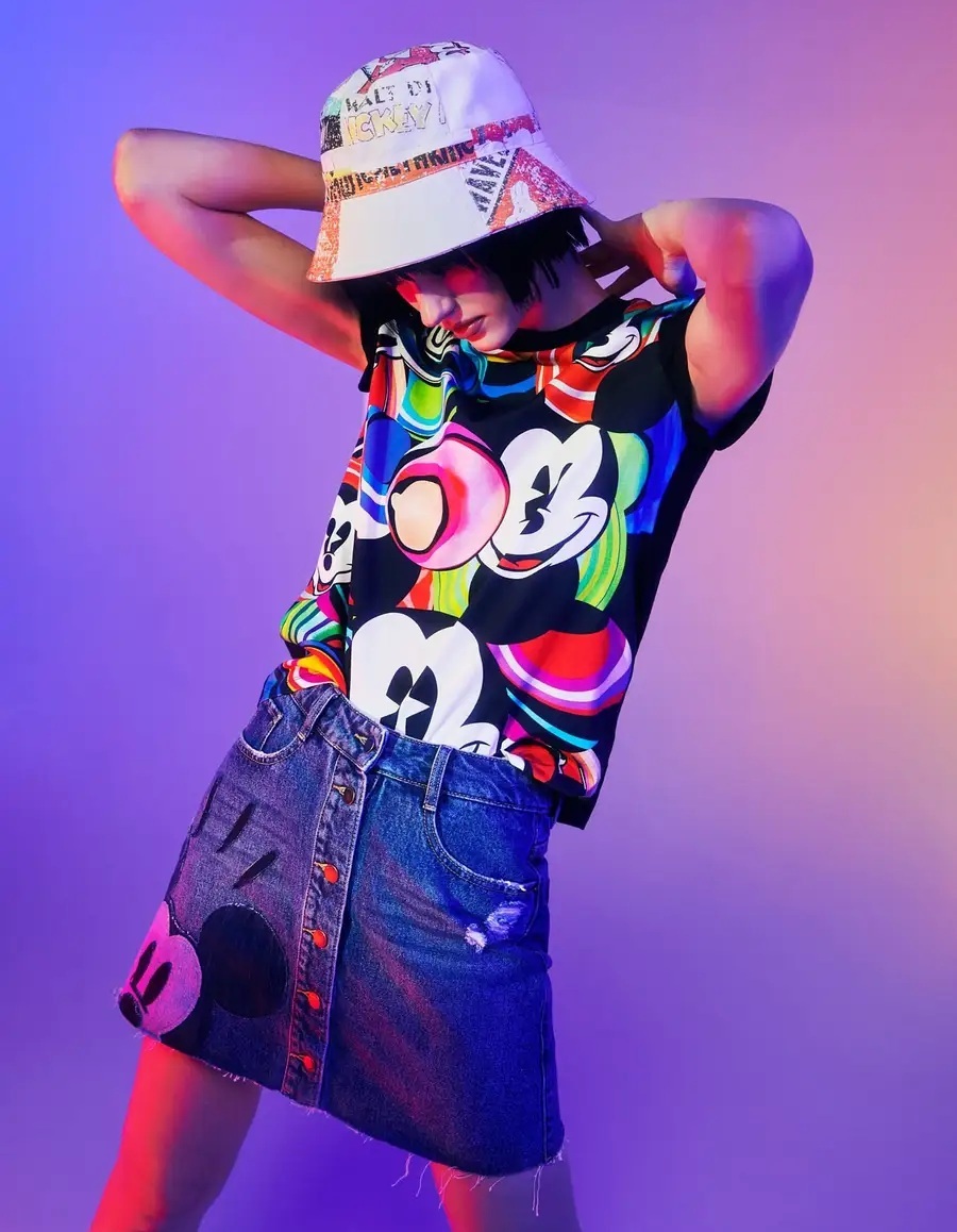 新品! 【Desigual(デシグアル)】レディース ミッキー カラフルプリント Tシャツ拍卖