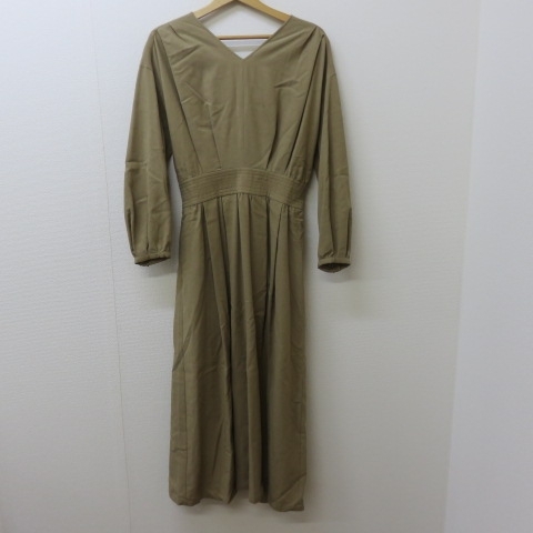 YSS5416★JOURNAL STANDARD/ジャーナルスタンダード ストレッチツイルWシェイプワンピース ウエストゴム F ベージュ 未使用★A拍卖