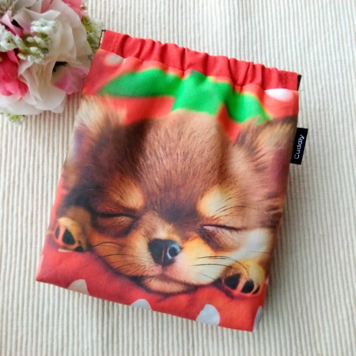 ハンドメイド バネポーチ 苺ソファ チワワ② パネル生地拍卖