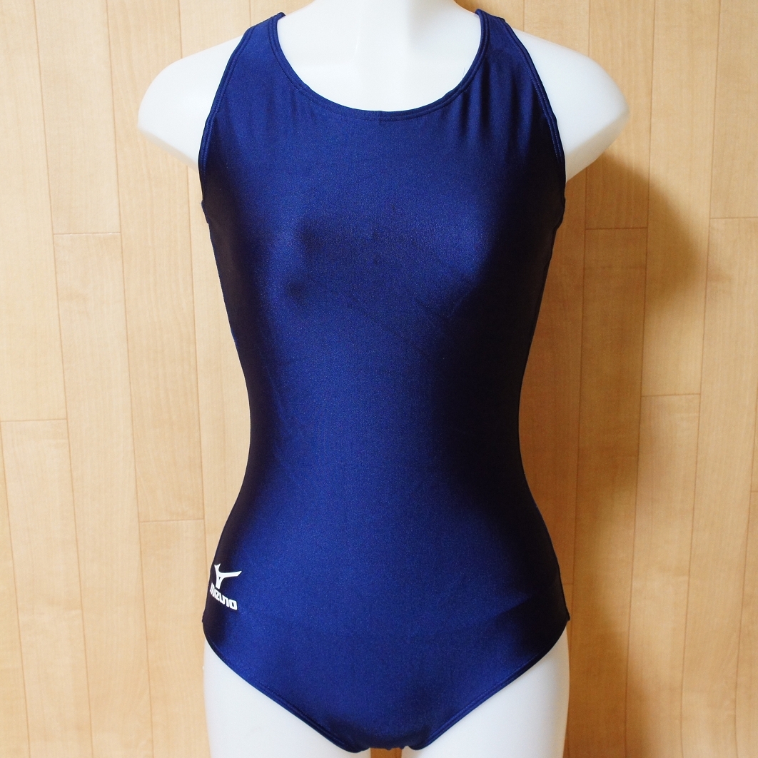 mizuno ミズノ 光沢つるすべネイビー 紺色スポーツ水着 美品/M◇競泳水着 部活 スイミング拍卖