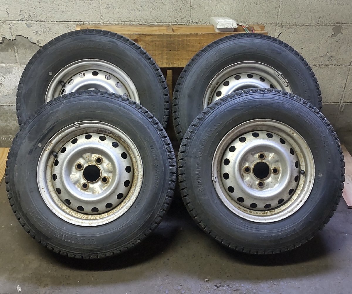 スタッドレス タイヤ スチール ホイール 日産 165R13 6P.R.LT 2021 DUNLOP WINTER MAXX 13×5J 4H×100 中古拍卖