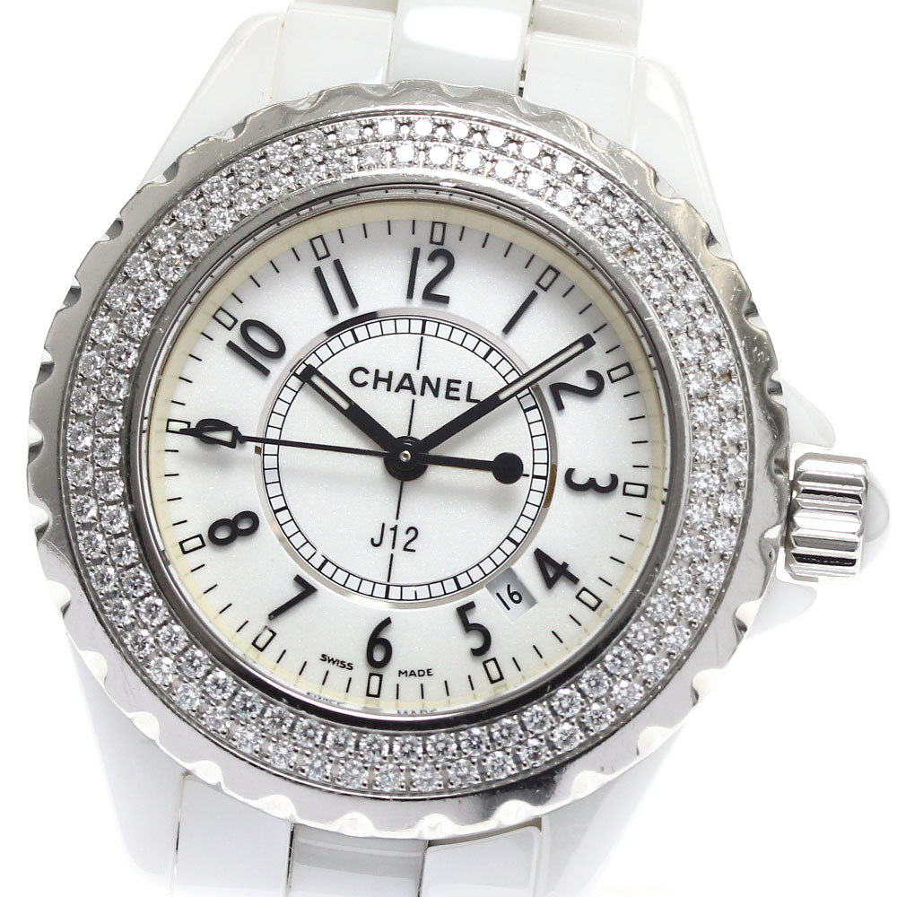 シャネル CHANEL H0967 J12 ダイヤベゼル 白セラミック デイト クォーツ レディース _892264【ev10】拍卖