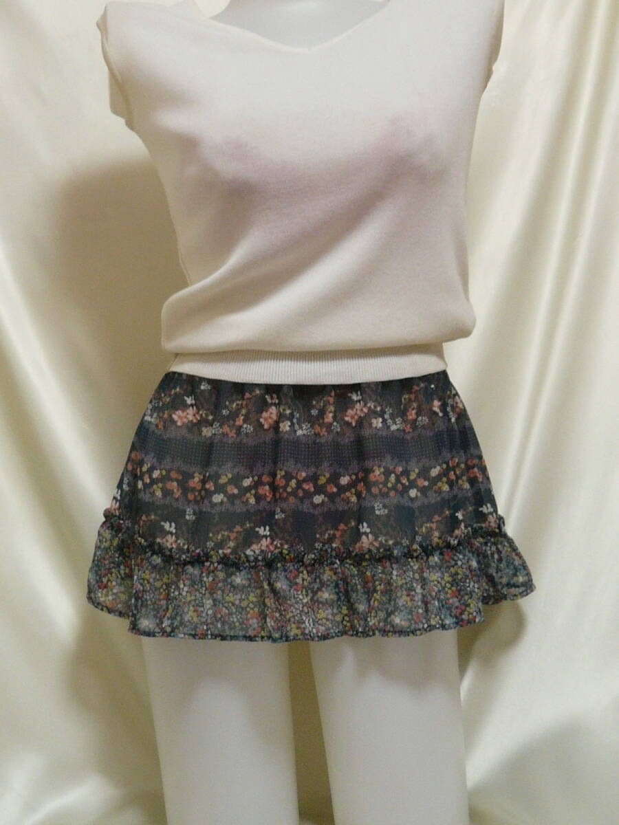 ♪♪緑系くすみカラーに小花柄の超マイクロミニ☆キュートにシースルー^^♪♪ 拍卖