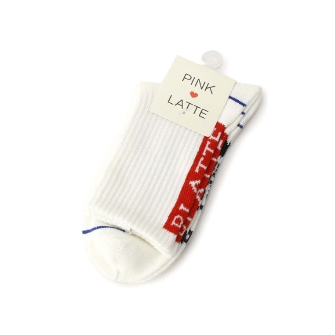 新品 PINK-latte ショートリブタテロゴソックス ホワイト×レッド&ブラック 2足セット 定価550円×2拍卖