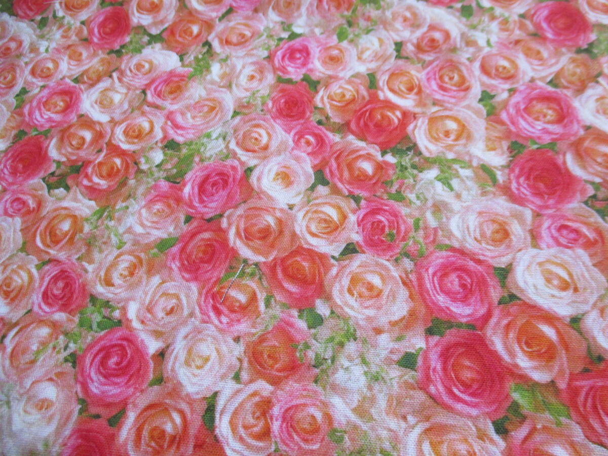 新品 USAコットン 薔薇の絨毯のような柄 シーチング 幅50cm 長さ50cm 拍卖