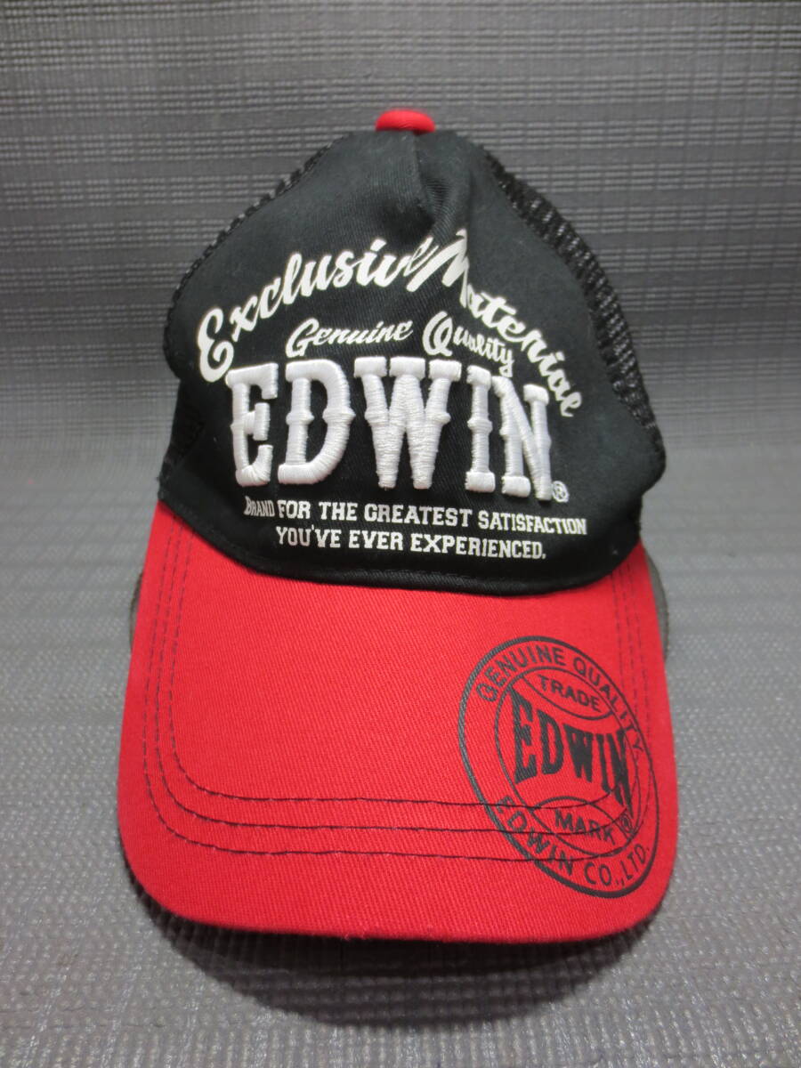 EDWIN エドウィン メッシュキャップ 帽子 レッド フリーサイズ 54~56㎝ J2506B拍卖